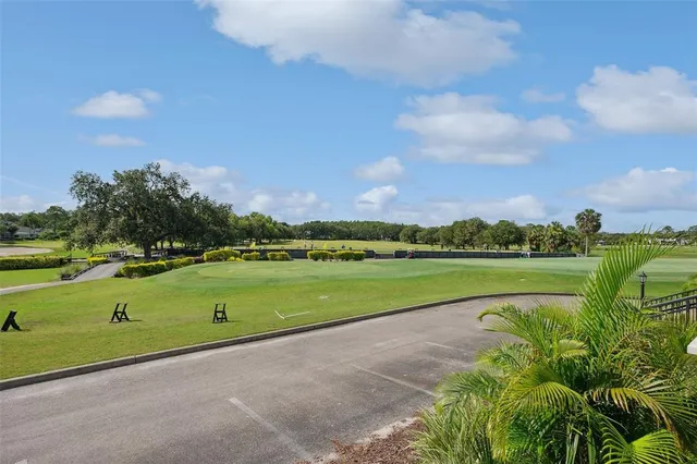 a view of a park with a slide