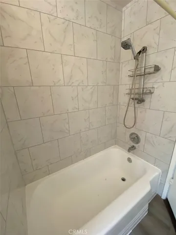 a bathroom with a bathtub