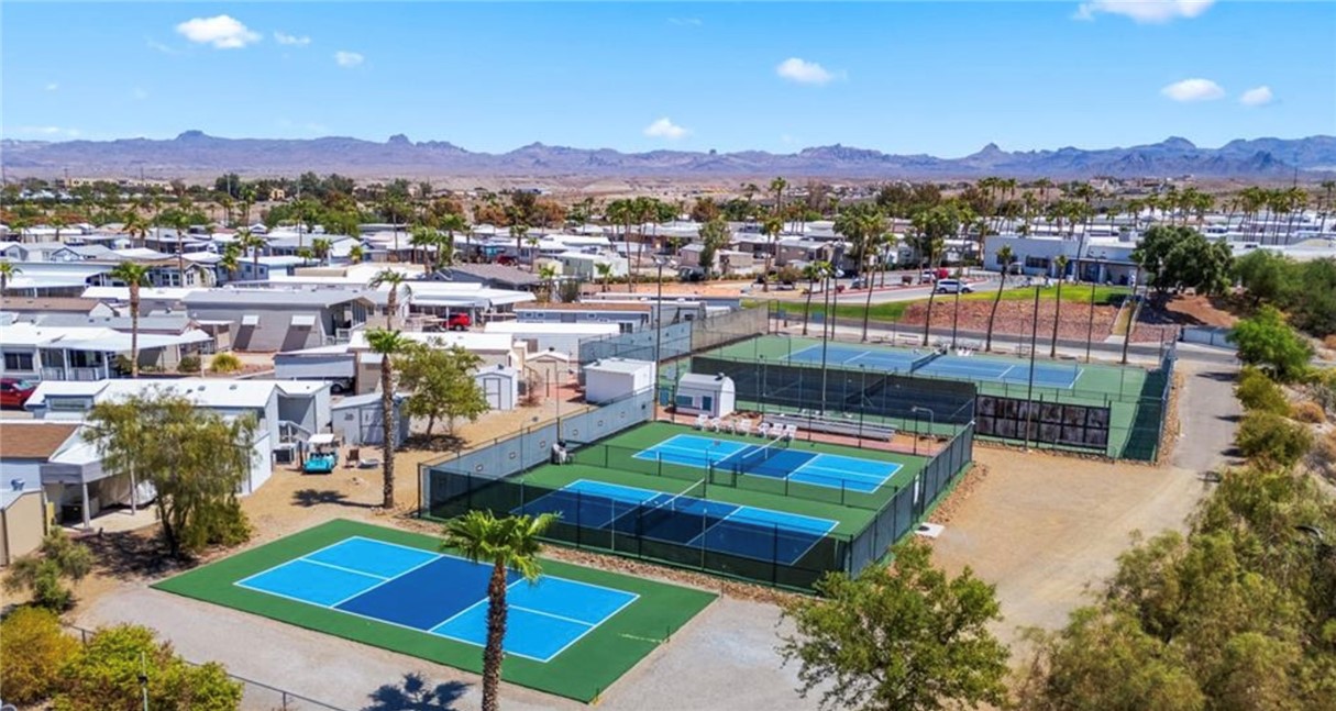 2000 Ramar Road, Unit 665 Bullhead City, AZ 86442 - Photo 69 of 83 Elevated view showcasing additional tennis and pickleball courts within Riverview RV Resort.