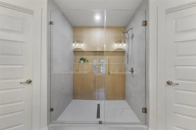 a bathroom with a shower