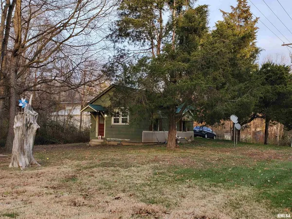 a view of a yard with a tree