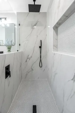 a bathroom with a shower