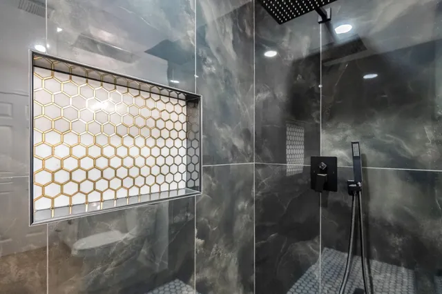 a bathroom with a shower