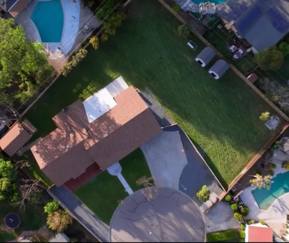 an aerial view of a house