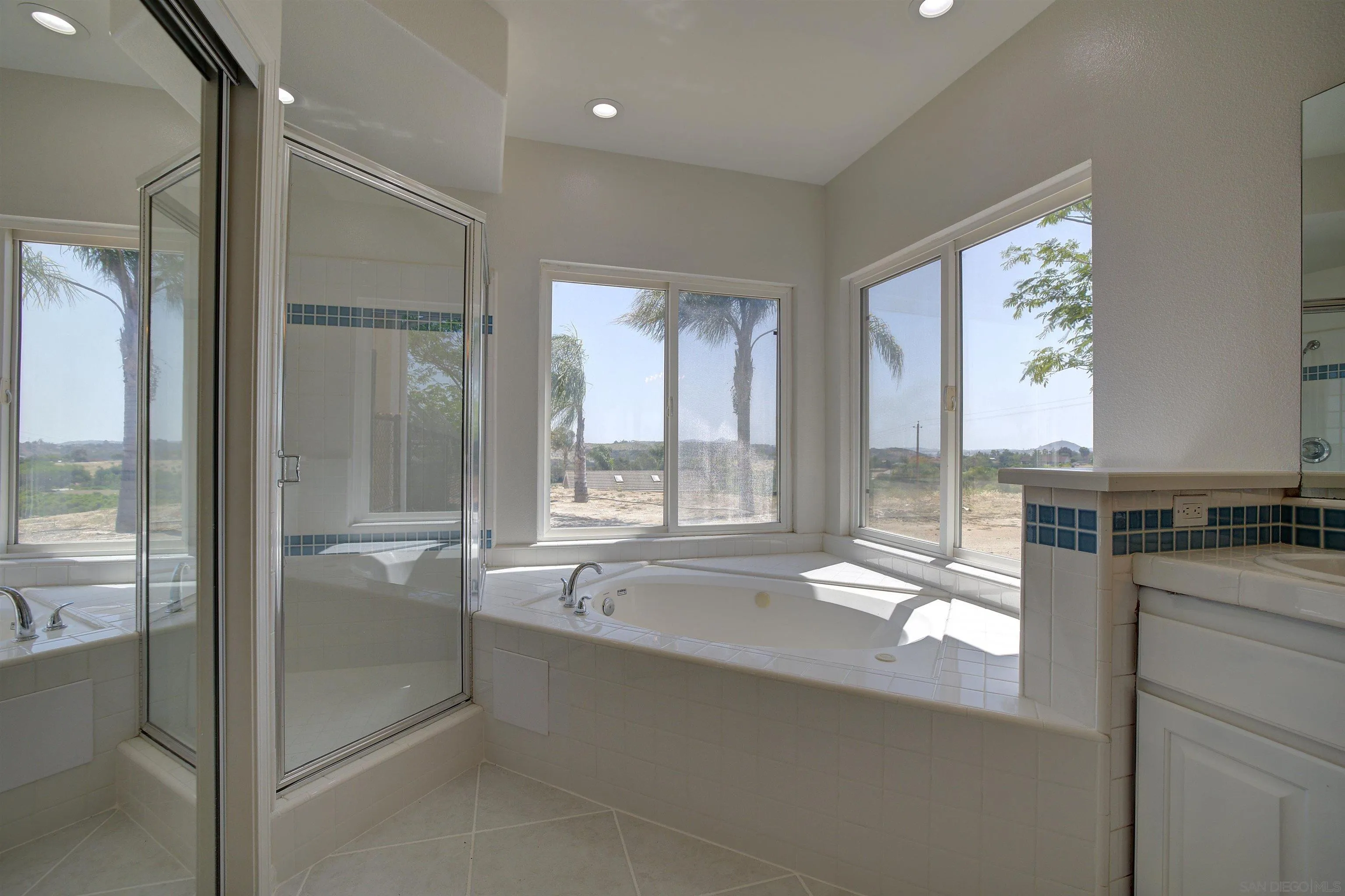 31250 Rivoli Road Valley Center, CA 92082 - Photo 33 of 57 a bathroom with a tub sink and large windows