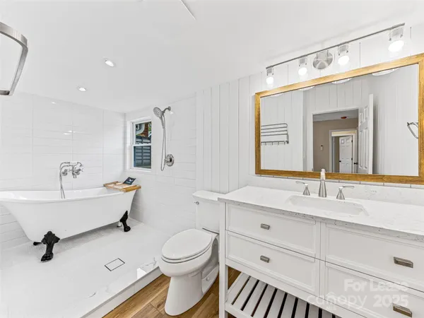a bathroom with a tub