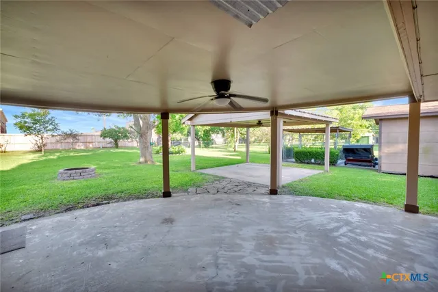 a view of a yard with porch