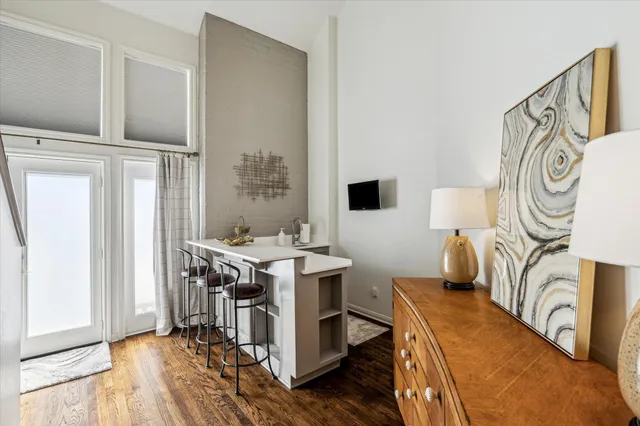 a view of a kitchen with appliances and cabinets