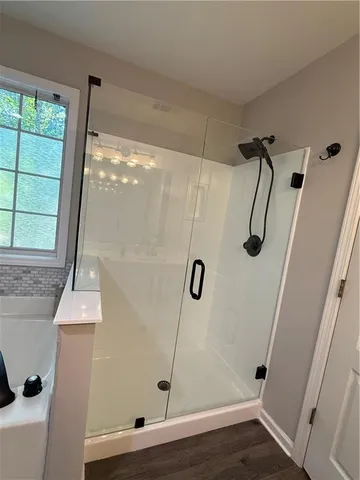 a bathroom with a shower