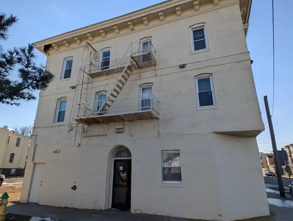 a view of a white building
