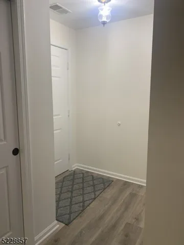 an empty room with a door
