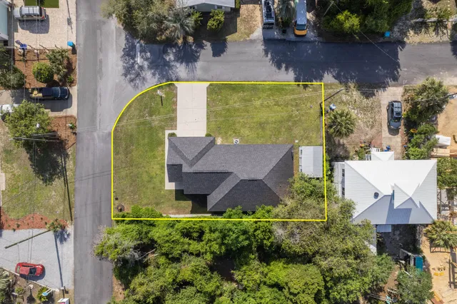 an aerial view of a house