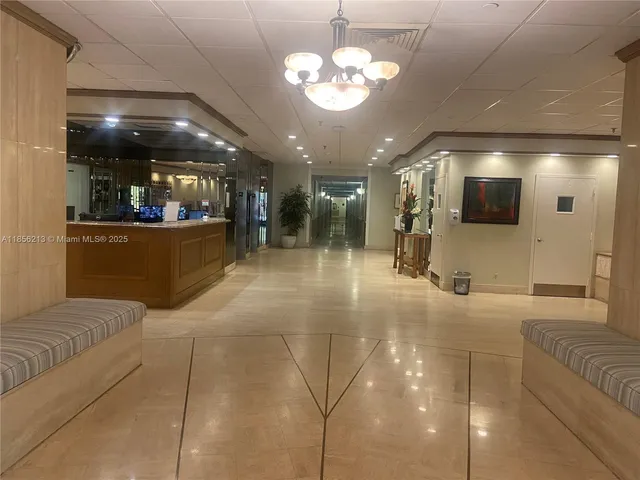 a view of a lobby with furniture