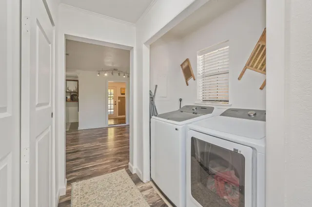 a view of a swimming pool with a yard