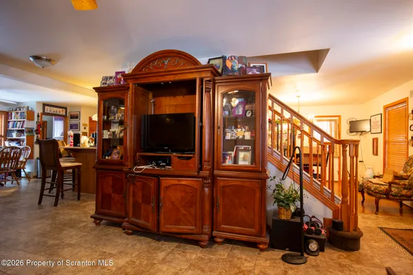 a view of a living room with furniture