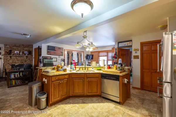 a kitchen with lots of counter top space