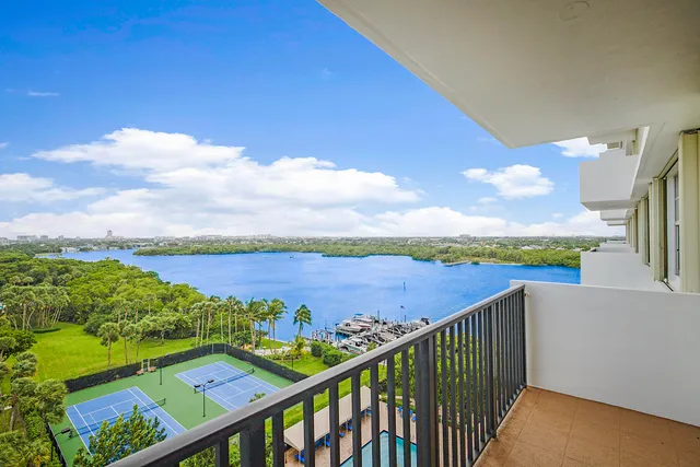 a view of lake with green space
