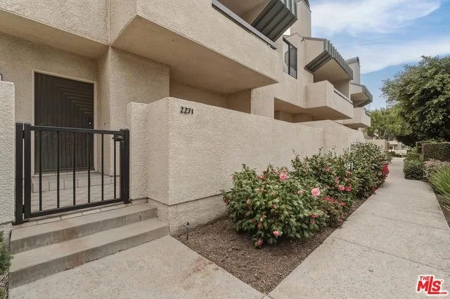 a view of a street with flower plants