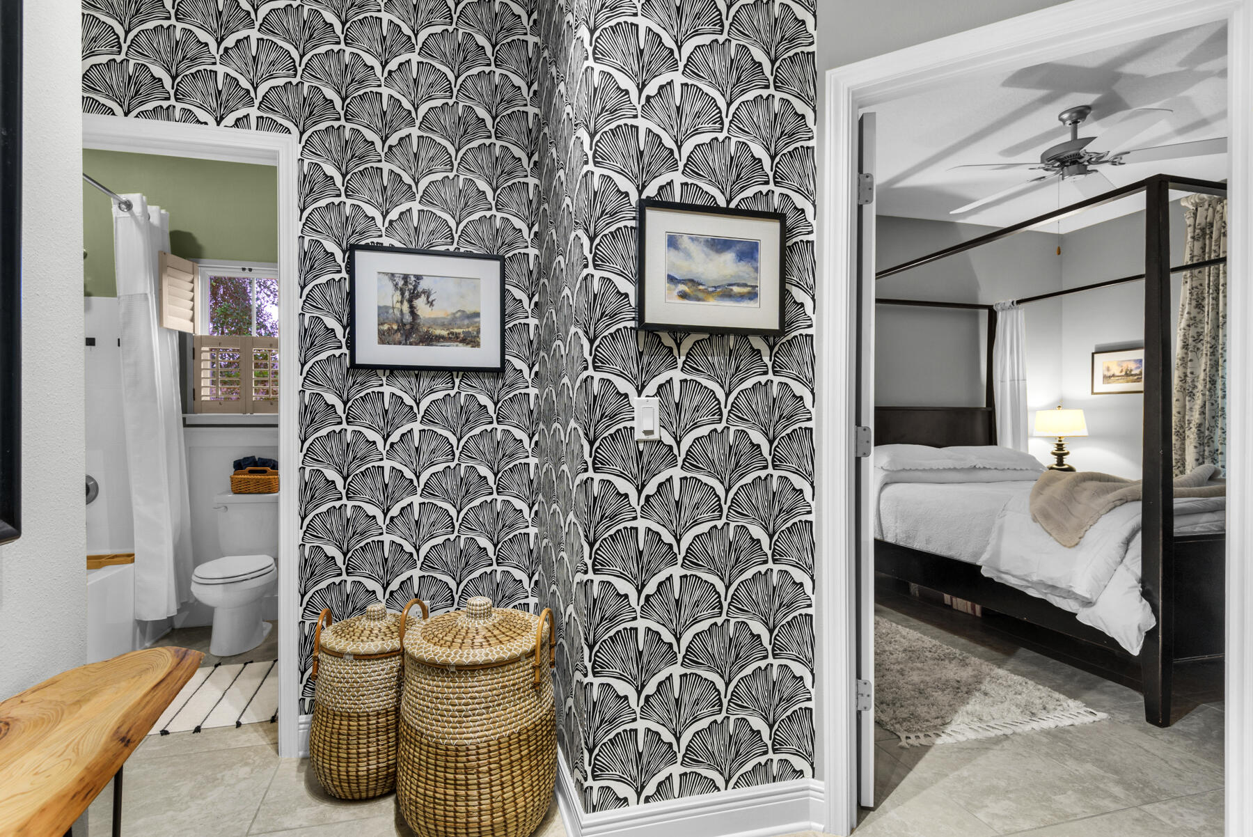 43 Hollyn Court Freeport, FL 32439 - Photo 18 of 35 a bathroom with a toilet and a shower curtain