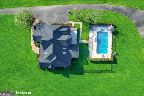 an aerial view of a house