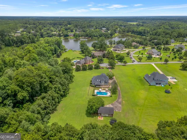 an aerial view of a house