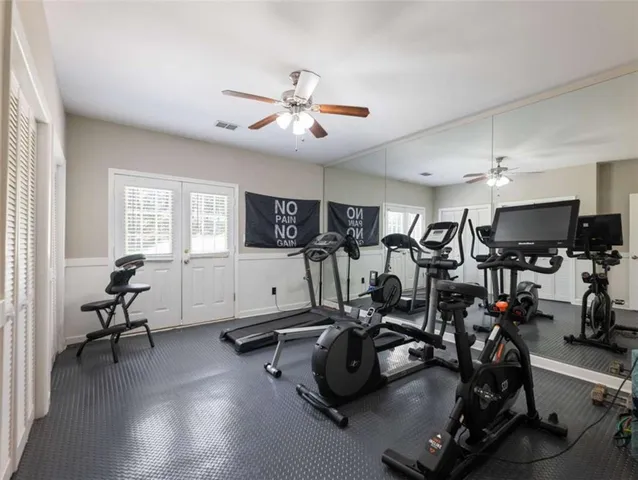 a view of a room with gym equipment