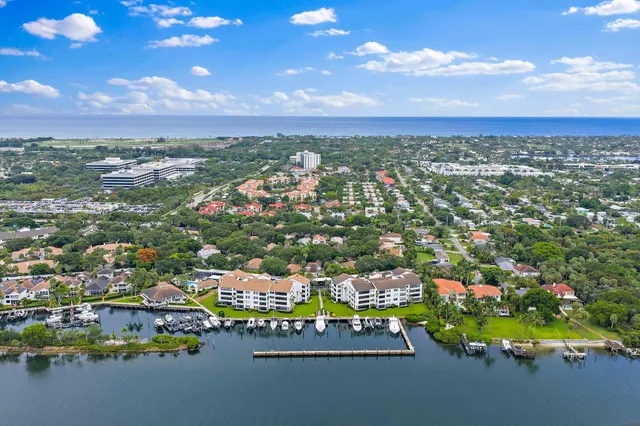 a view of a lake with a city view