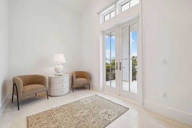 an aerial view of a house with swimming pool