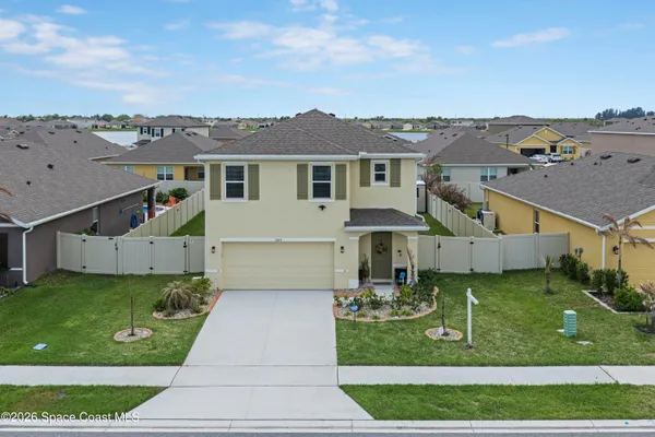 an aerial view of a house