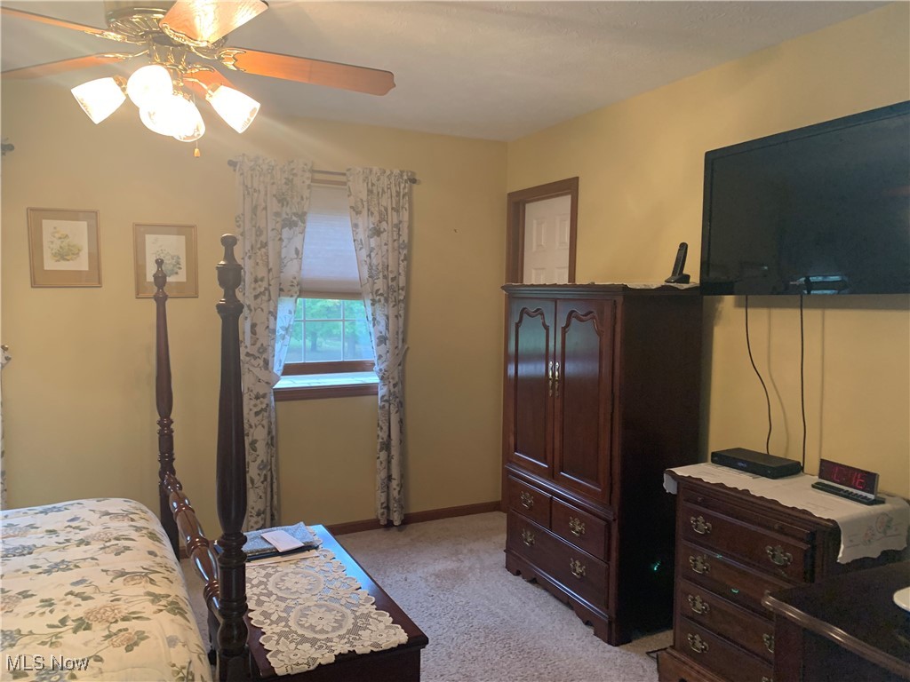 9046 Shepard Road Macedonia, OH 44056 - Photo 16 of 33 Owners suite with carpeted bedroom featuring lighted ceiling fan and walk in closet.