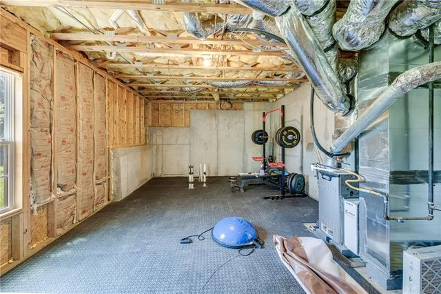 a view of a room with shelves