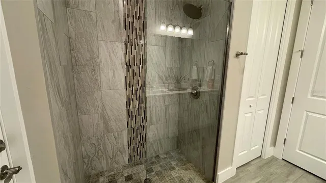 a bathroom with a shower