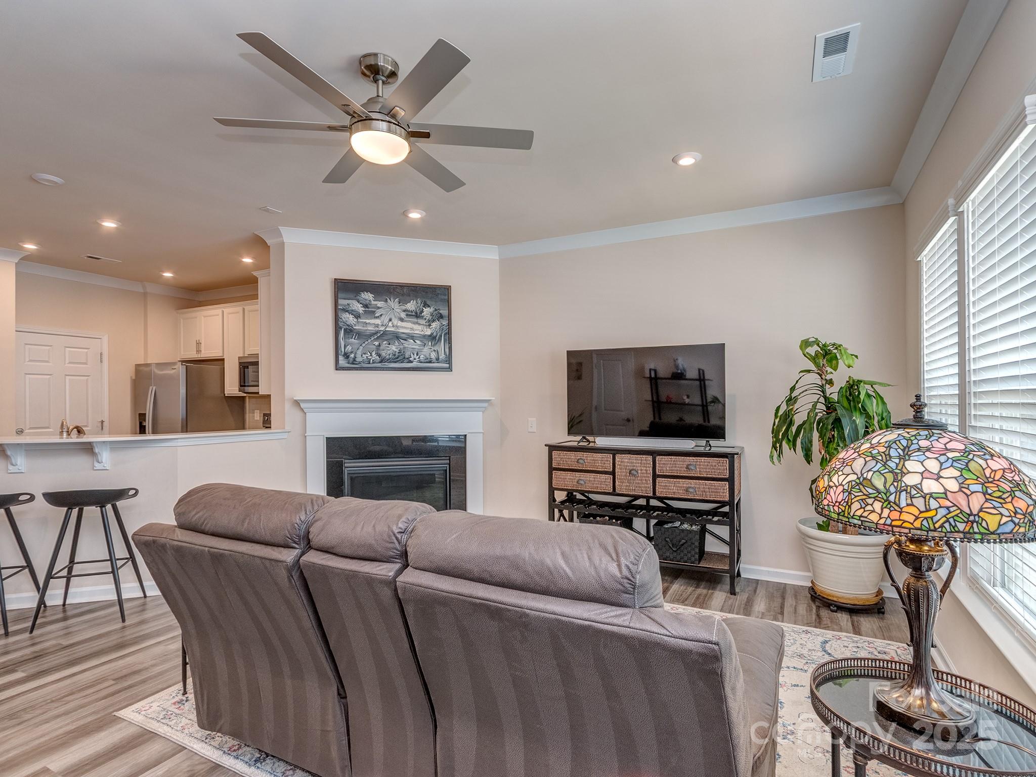 739 Elders Story Road Fort Mill, SC 29708 - Photo 12 of 30 a living room with furniture a fireplace and a flat screen tv