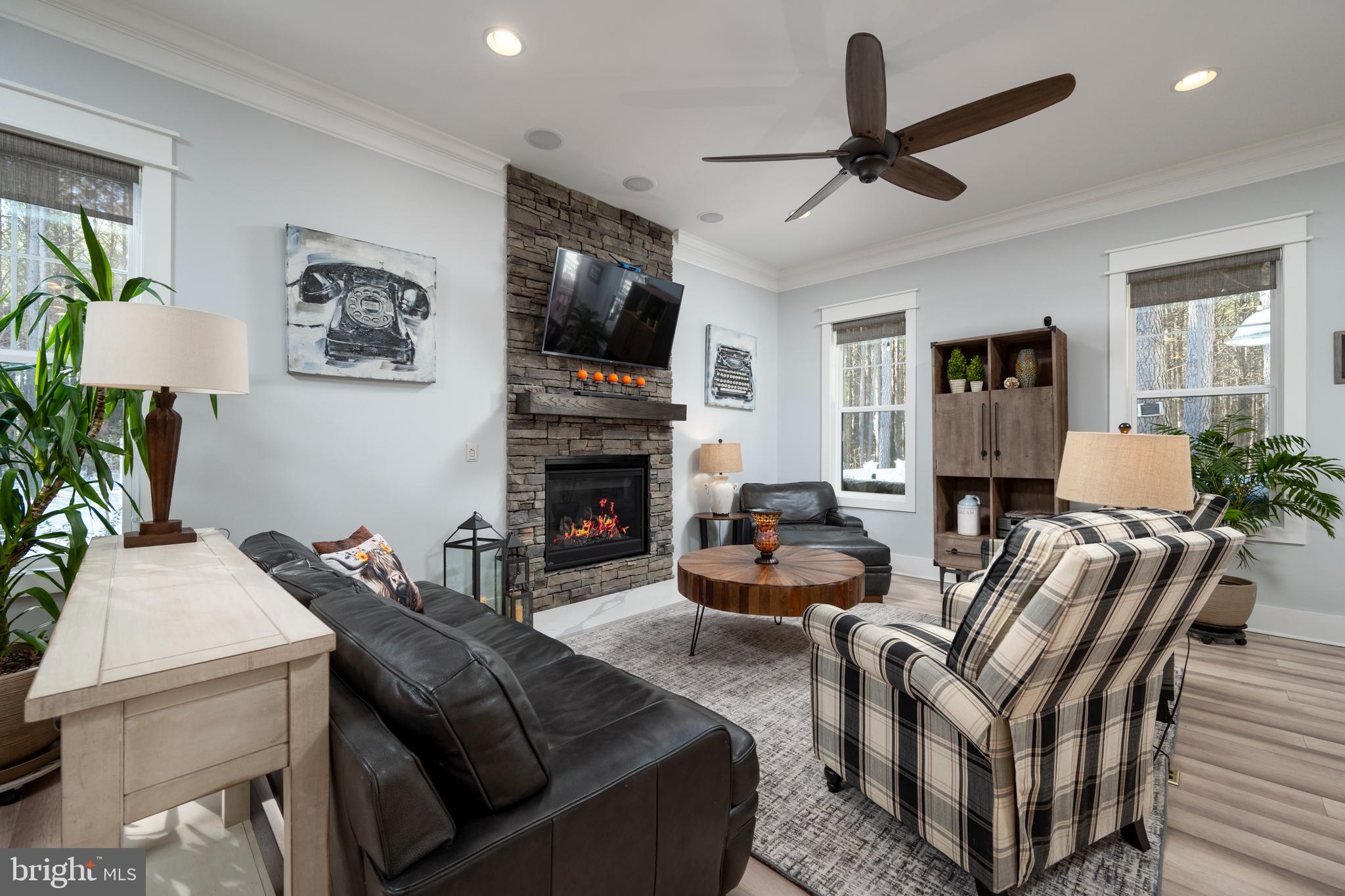 19668 Beaver Dam Road Lewes, DE 19958 - Photo 8 of 50 a living room with furniture a flat screen tv and a fireplace