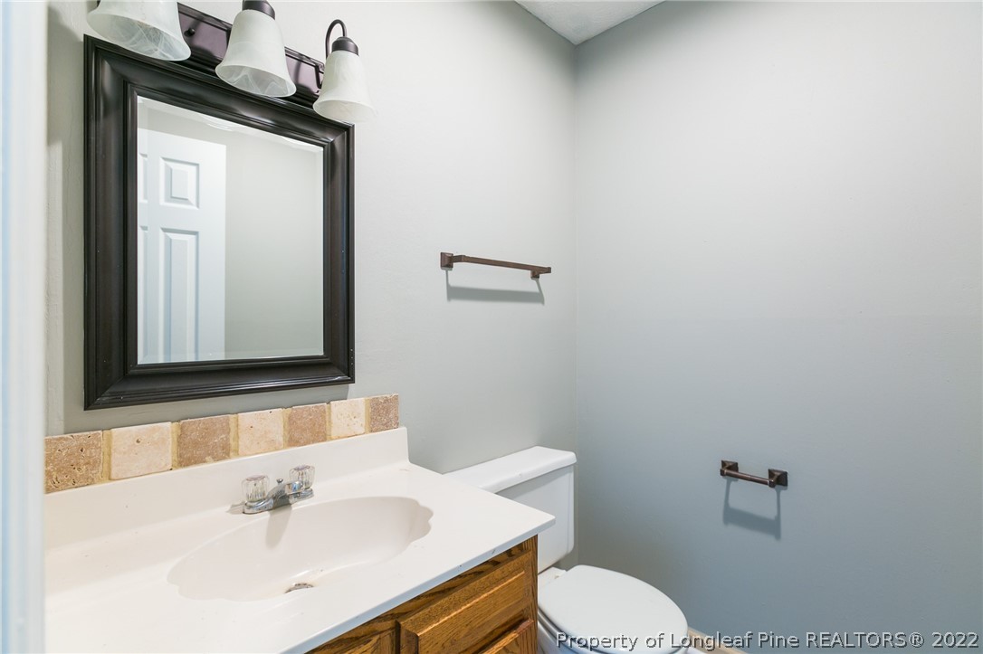 4629 Legion Road Hope Mills, NC 28348 - Photo 12 of 21 a bathroom with a sink a toilet and mirror