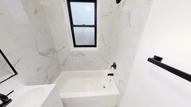 a bathroom with a bathtub