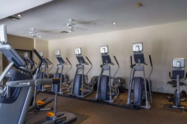 a view of a room with gym equipment