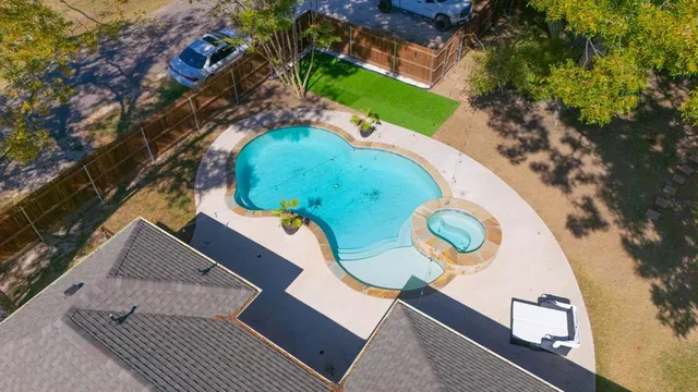 an aerial view of a house