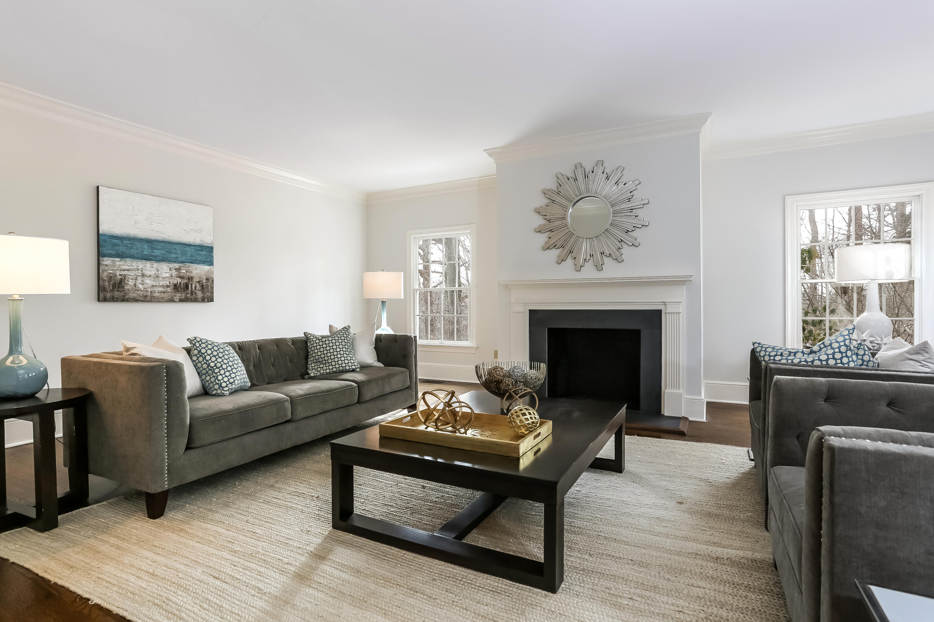 152 Marshall Ridge Road New Canaan, CT 06840 - Photo 6 of 34 a living room with furniture and a fireplace