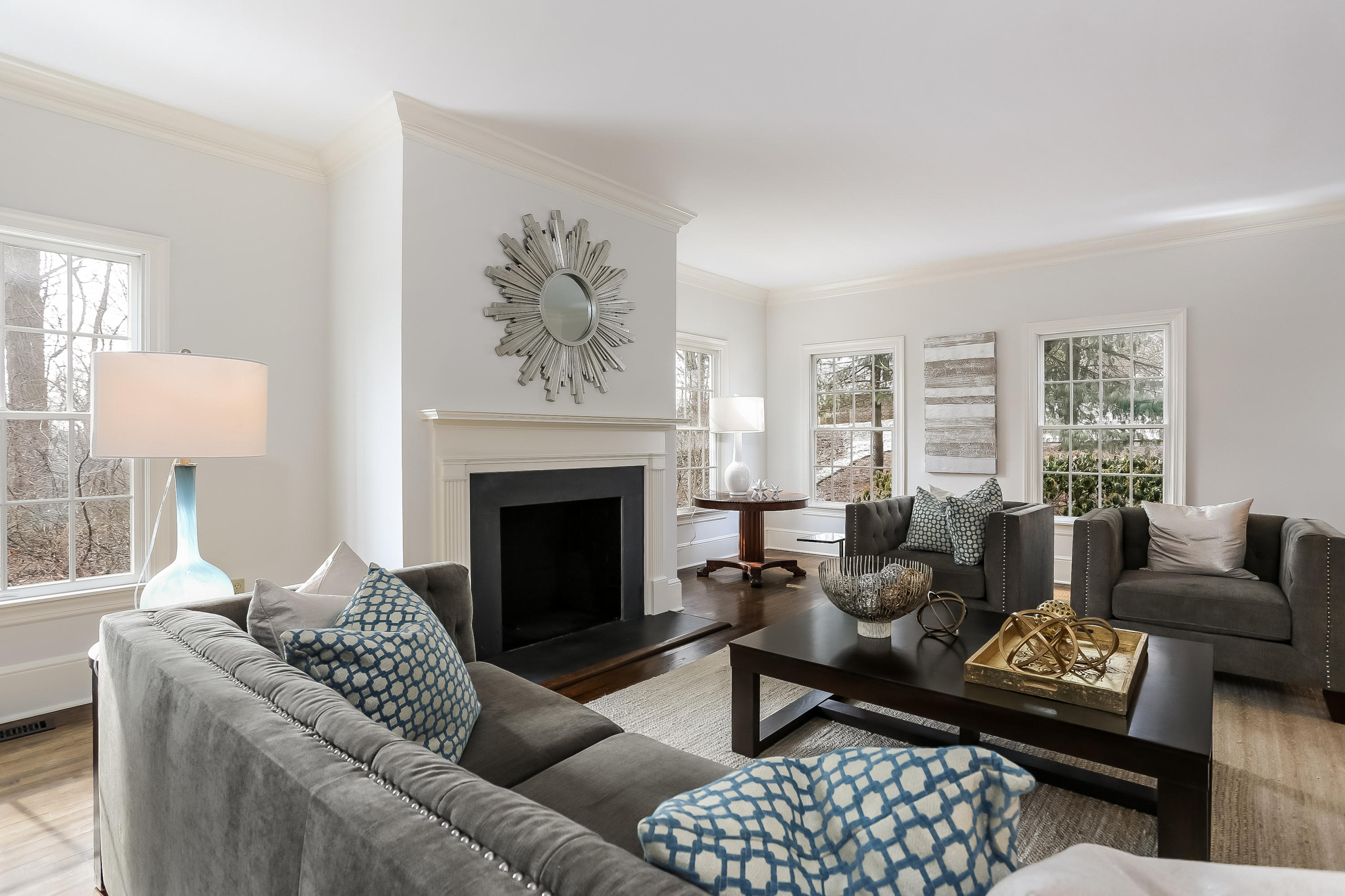 152 Marshall Ridge Road New Canaan, CT 06840 - Photo 7 of 34 a living room with furniture and a fireplace