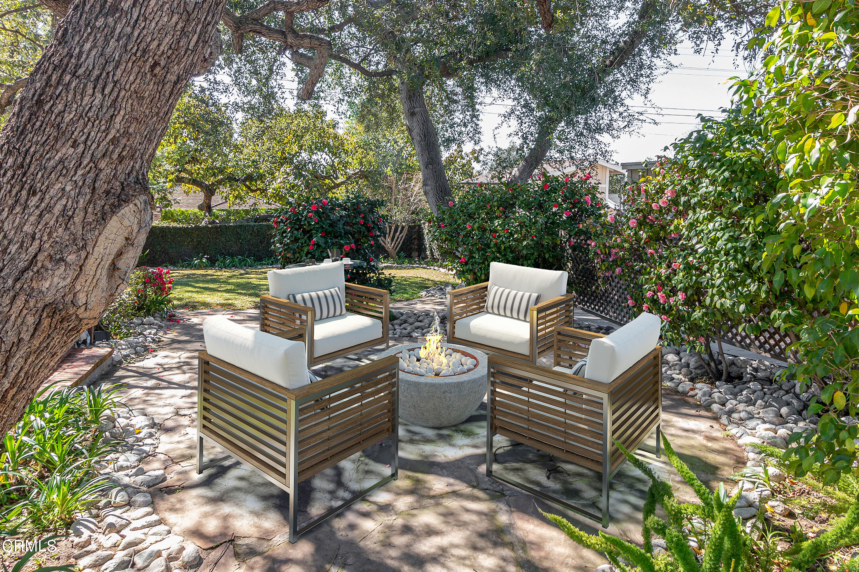 3850 Shadow Grove Road Pasadena, CA 91107 - Photo 13 of 16 a view of a patio with table and chairs with wooden fence and plants