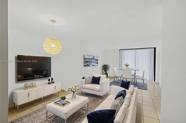 a living room with furniture