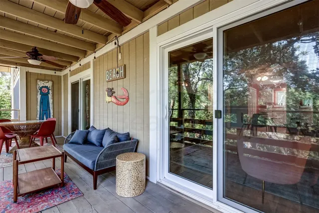 a outdoor living space with furniture