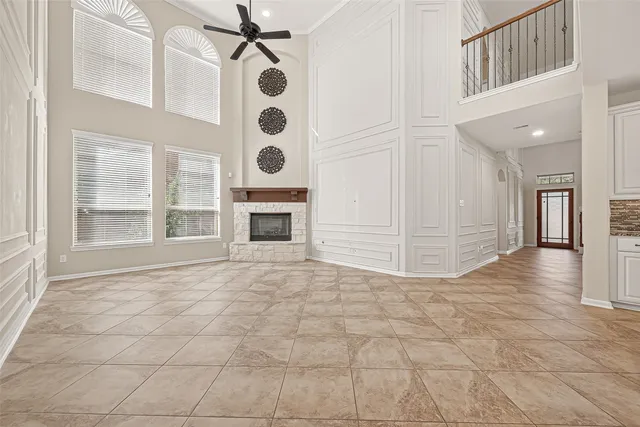 a large white room with a large window