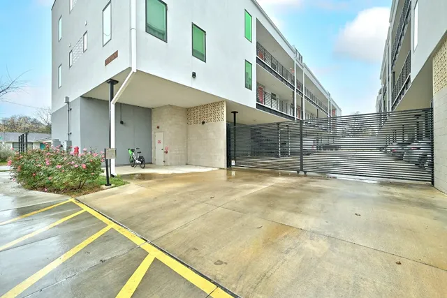 a view of a building with a street