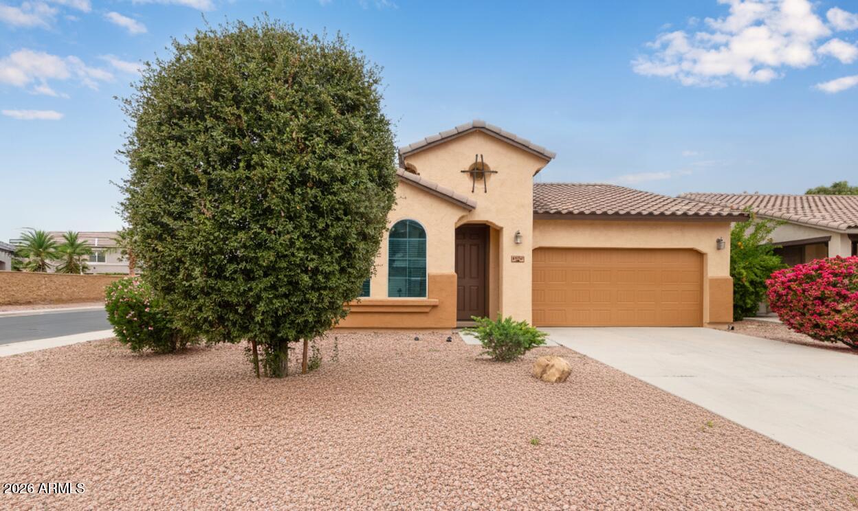 41334 West Rio Bravo Drive Maricopa, AZ 85138 - Photo 1 of 43 a front view of a house with a yard and garage