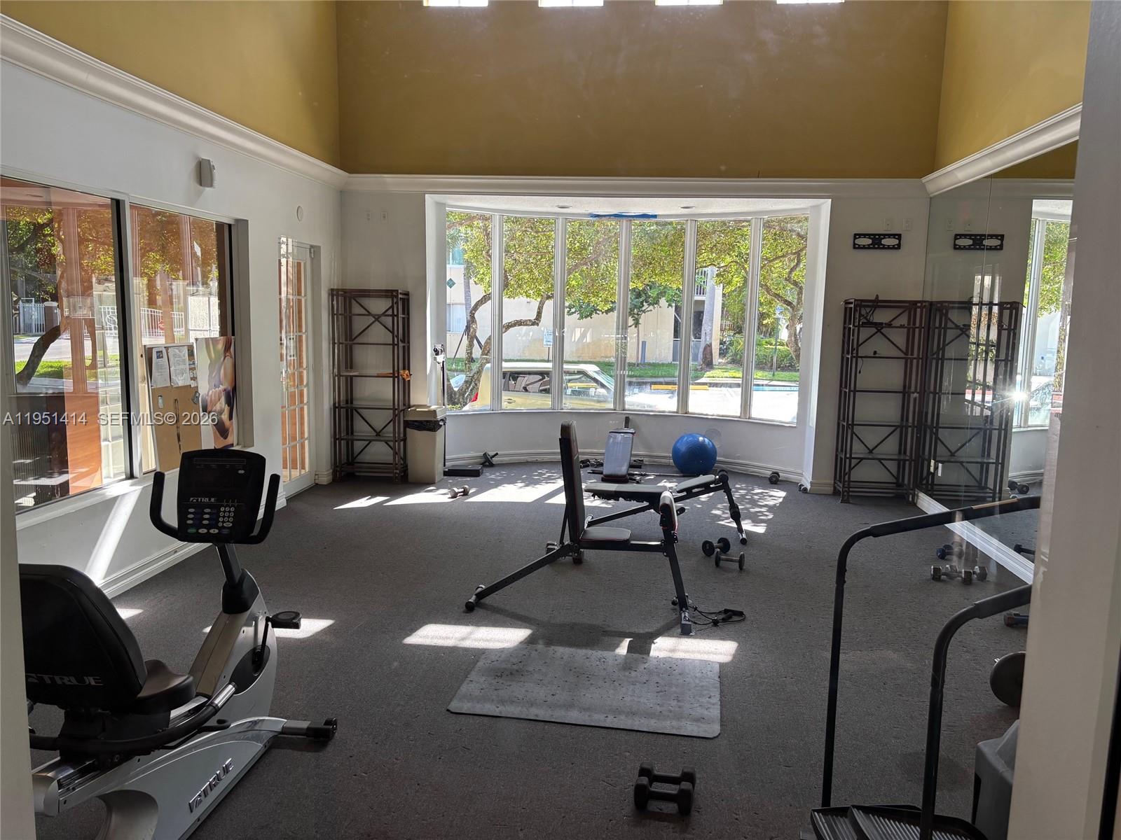 450 South Park Road, Unit 5104 Hollywood, FL 33021 - Photo 23 of 23 a living room with furniture gym equipment and large windows
