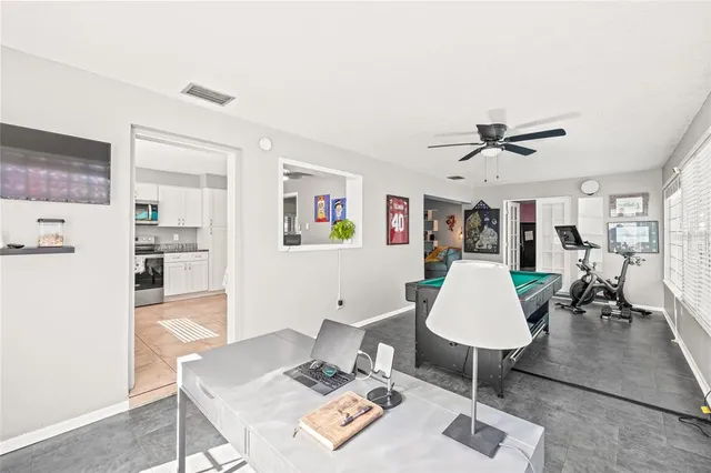 a living room with furniture