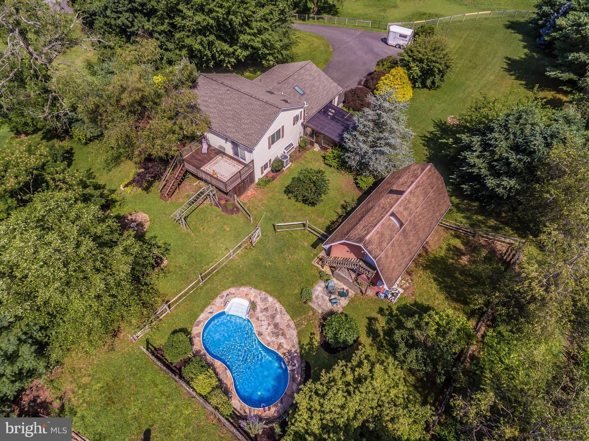 329 Isabella Road Elverson, PA 19520 - Photo 71 of 73 Overhead view of home, pool and garage