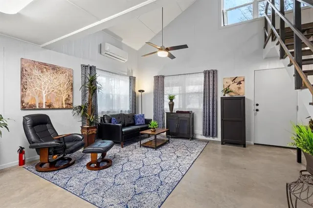 a living room with furniture